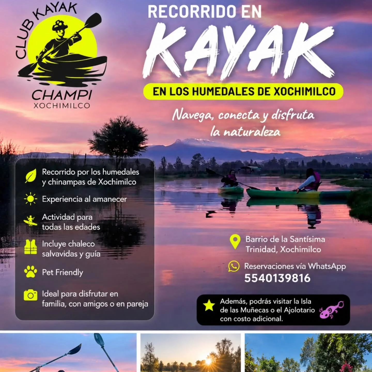 Flyer recorrido en kayak